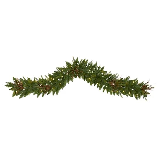 6ft. LED Christmas Pine & Berries Garland 1 6ft. LED Christmas Pine & Berries Garland