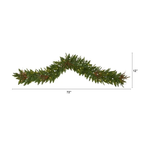 6ft. LED Christmas Pine & Berries Garland 5 6ft. LED Christmas Pine & Berries Garland - Image 5
