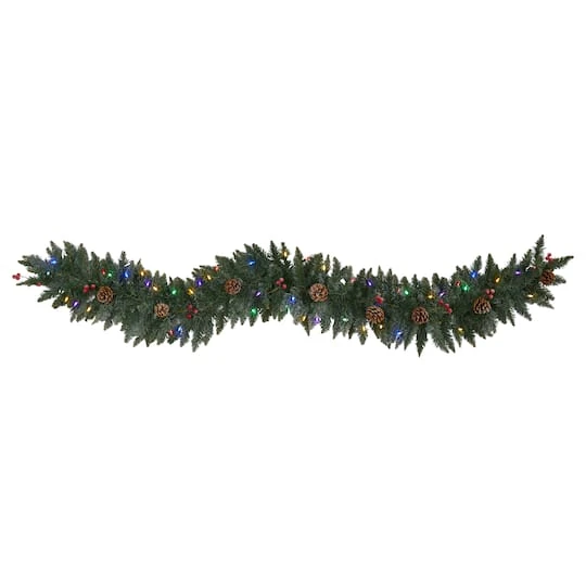 6ft. LED Snow Dusted Pinecones & Berries Garland 1 6ft. LED Snow Dusted Pinecones & Berries Garland
