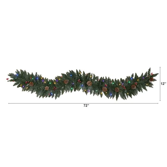 6ft. LED Snow Dusted Pinecones & Berries Garland 5 6ft. LED Snow Dusted Pinecones & Berries Garland - Image 5