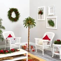 5ft. Pre-Lit Palm Artificial Christmas Tree, Warm White LED Lights -Northlight Sale Store D322522S 5