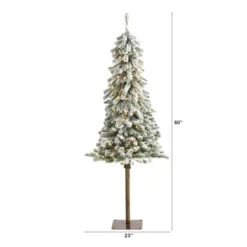 5ft. Pre-Lit Flocked Alpine Artificial Christmas Tree, Clear Lights -Northlight Sale Store D322537S 2