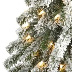 5ft. Pre-Lit Flocked Alpine Artificial Christmas Tree, Clear Lights -Northlight Sale Store D322537S 3