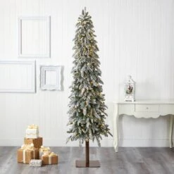 7.5ft. Pre-Lit Flocked Washington Alpine Artificial Christmas Tree, Warm White LED Lights -Northlight Sale Store D322543S 5