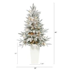 3.5ft. Pre-Lit Flocked Manchester Spruce Christmas Tree In White Planter 9 3.5ft. Pre-Lit Flocked Manchester Spruce Christmas Tree In White Planter -Northlight Sale Store D322561S 2