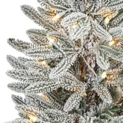 3.5ft. Pre-Lit Flocked Manchester Spruce Christmas Tree In White Planter 11 3.5ft. Pre-Lit Flocked Manchester Spruce Christmas Tree In White Planter -Northlight Sale Store D322561S 4