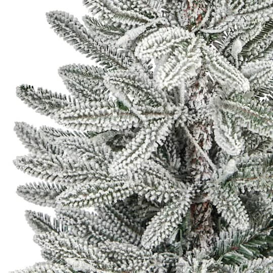 3.5ft. Pre-Lit Flocked Manchester Spruce Christmas Tree In White Planter 6 3.5ft. Pre-Lit Flocked Manchester Spruce Christmas Tree In White Planter - Image 6