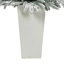 3.5ft. Pre-Lit Flocked Manchester Spruce Christmas Tree In White Planter 13 3.5ft. Pre-Lit Flocked Manchester Spruce Christmas Tree In White Planter -Northlight Sale Store D322561S 6