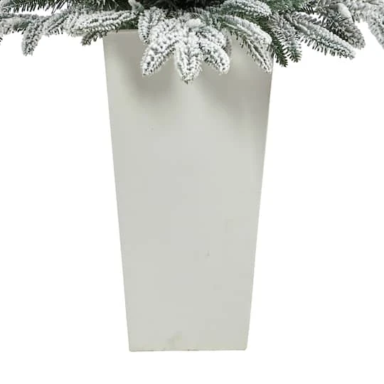 3.5ft. Pre-Lit Flocked Manchester Spruce Christmas Tree In White Planter 7 3.5ft. Pre-Lit Flocked Manchester Spruce Christmas Tree In White Planter - Image 7