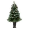 50" Unlit Snowed French Alps Mountain Pine Artificial Christmas Tree In Charcoal Planter