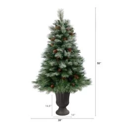 50" Unlit Snowed French Alps Mountain Pine Artificial Christmas Tree In Charcoal Planter -Northlight Sale Store D322596S 2