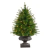 3.5ft. Pre-Lit New England Pine Artificial Christmas Tree In Iron Colored Urn, Clear Lights