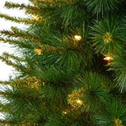 3.5ft. Pre-Lit New England Pine Artificial Christmas Tree In Iron Colored Urn, Clear Lights -Northlight Sale Store D322656S 4