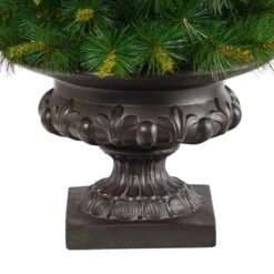 3.5ft. Pre-Lit New England Pine Artificial Christmas Tree In Iron Colored Urn, Clear Lights -Northlight Sale Store D322656S 6