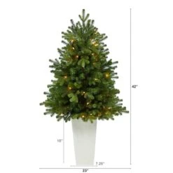 3.5ft. Pre-Lit Washington Fir Artificial Christmas Tree In Tower Planter, Clear Lights 9 3.5ft. Pre-Lit Washington Fir Artificial Christmas Tree In Tower Planter, Clear Lights -Northlight Sale Store D322672S 2