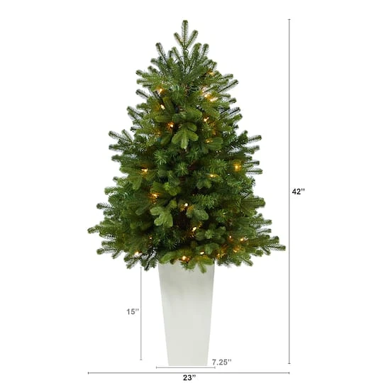 3.5ft. Pre-Lit Washington Fir Artificial Christmas Tree In Tower Planter, Clear Lights 3 3.5ft. Pre-Lit Washington Fir Artificial Christmas Tree In Tower Planter, Clear Lights - Image 3