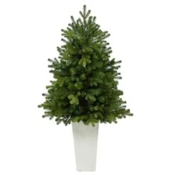 3.5ft. Pre-Lit Washington Fir Artificial Christmas Tree In Tower Planter, Clear Lights 10 3.5ft. Pre-Lit Washington Fir Artificial Christmas Tree In Tower Planter, Clear Lights -Northlight Sale Store D322672S 3