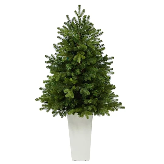3.5ft. Pre-Lit Washington Fir Artificial Christmas Tree In Tower Planter, Clear Lights 4 3.5ft. Pre-Lit Washington Fir Artificial Christmas Tree In Tower Planter, Clear Lights - Image 4