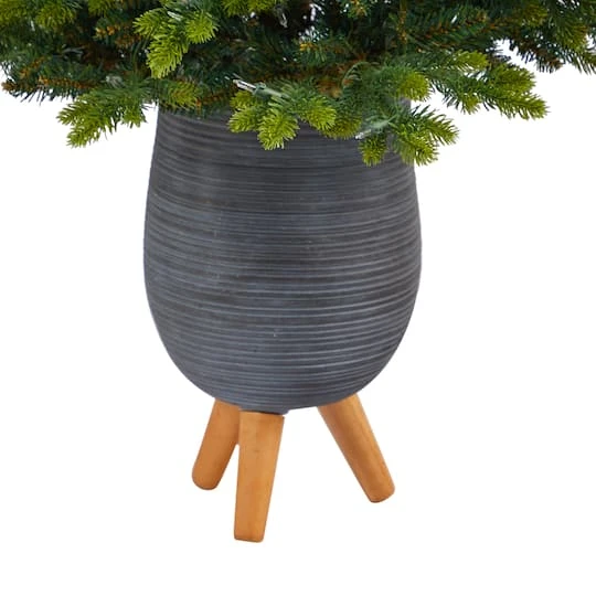 3.5ft. Pre-Lit North Carolina Fir Artificial Christmas Tree In Gray Planter With Stand, Clear Lights 7 3.5ft. Pre-Lit North Carolina Fir Artificial Christmas Tree In Gray Planter With Stand, Clear Lights - Image 7