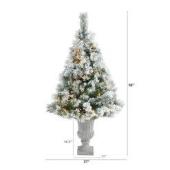 4.5ft. Pre-Lit Flocked Oregon Pine Artificial Christmas Tree In Decorative Urn, Clear Lights 11 4.5ft. Pre-Lit Flocked Oregon Pine Artificial Christmas Tree In Decorative Urn, Clear Lights -Northlight Sale Store D322771S 2
