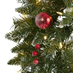 24" White LED Frosted Christmas Wreath With Ornaments & Berries -Northlight Sale Store D322795S 3