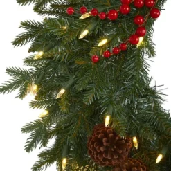 24" LED Green Pine Christmas Wreath With Berries & Pinecones -Northlight Sale Store D322796S 3