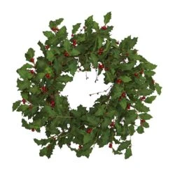 28" Green Holly & Berry Wreath