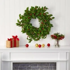 28" Green Holly & Berry Wreath -Northlight Sale Store D322803S 3