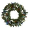 24" LED Snow Tipped Pinecone & White Berry Wreath