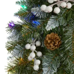 24" LED Snow Tipped Pinecone & White Berry Wreath -Northlight Sale Store D322815S 3