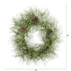 24" Iced Pine Wreath With Pinecones -Northlight Sale Store D322837S 2