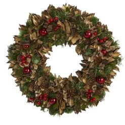 15in. Holiday Wreath With Pine Cones & Ornaments