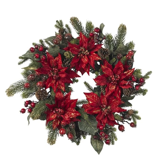 2ft. Poinsettia & Berry Wreath 2 2ft. Poinsettia & Berry Wreath - Image 2