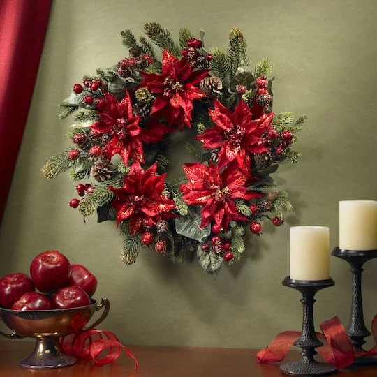 2ft. Poinsettia & Berry Wreath 3 2ft. Poinsettia & Berry Wreath - Image 3