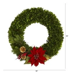 18'' Tea Leaf, Poinsettia & Pine Wreath -Northlight Sale Store D322861S 2
