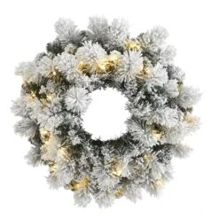 24" LED Flocked Christmas Wreath
