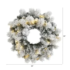 24" LED Flocked Christmas Wreath 11 24" LED Flocked Christmas Wreath -Northlight Sale Store D322875S 2