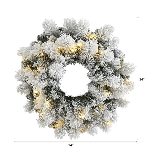 24" LED Flocked Christmas Wreath 6 24" LED Flocked Christmas Wreath - Image 6