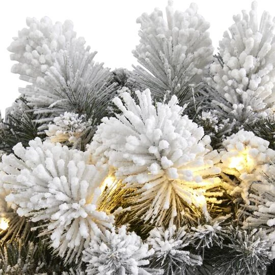 24" LED Flocked Christmas Wreath 3 24" LED Flocked Christmas Wreath - Image 3