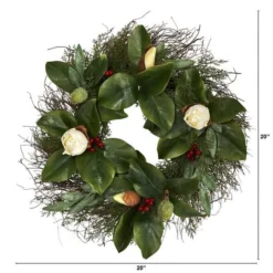 20" Cedar & Magnolia With Berries Wreath -Northlight Sale Store D322877S 2