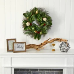 20" Cedar & Magnolia With Berries Wreath -Northlight Sale Store D322877S 3