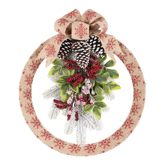 Haute Decor 18" Homespun Snowflake Wreath 2 Haute Decor 18" Homespun Snowflake Wreath - Image 2