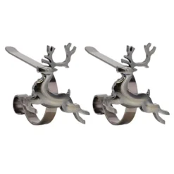 Original MantleClip® Antique Brass Reindeer Icons Stocking Holders, 2ct.