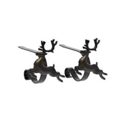 Original MantleClip® Matte Black Reindeer Icons Stocking Holders, 2ct.