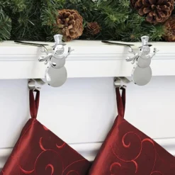 Original MantleClip® Silver Snowman Icons Stocking Holders, 2ct. -Northlight Sale Store D349380S 2