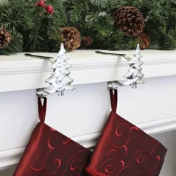 Original MantleClip® Silver Tree Icons Stocking Holders, 2ct. -Northlight Sale Store D349381S 2