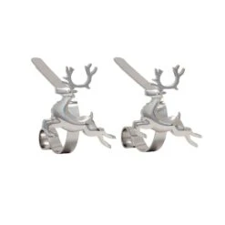 Original MantleClip® Silver Reindeer Icons Stocking Holders, 2ct.