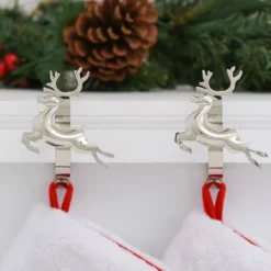 Original MantleClip® Silver Reindeer Icons Stocking Holders, 2ct. -Northlight Sale Store D349384S 2