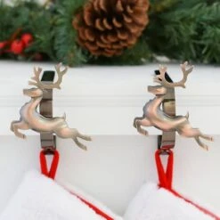 Original MantleClip® Oil-Rubbed Bronze Reindeer Icons Stocking Holders, 2ct. -Northlight Sale Store D349385S 2