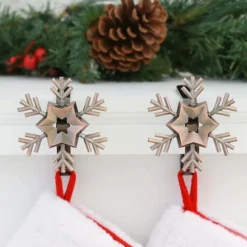 Original MantleClip® Oil-Rubbed Bronze Snowflake Icons Stocking Holders, 2ct. -Northlight Sale Store D349401S 2